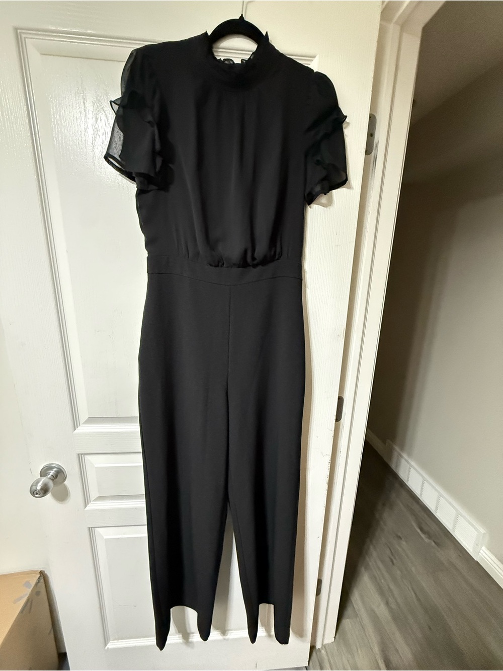 Vince Camuto Black Ruffle-Sleeve Jumpsuit